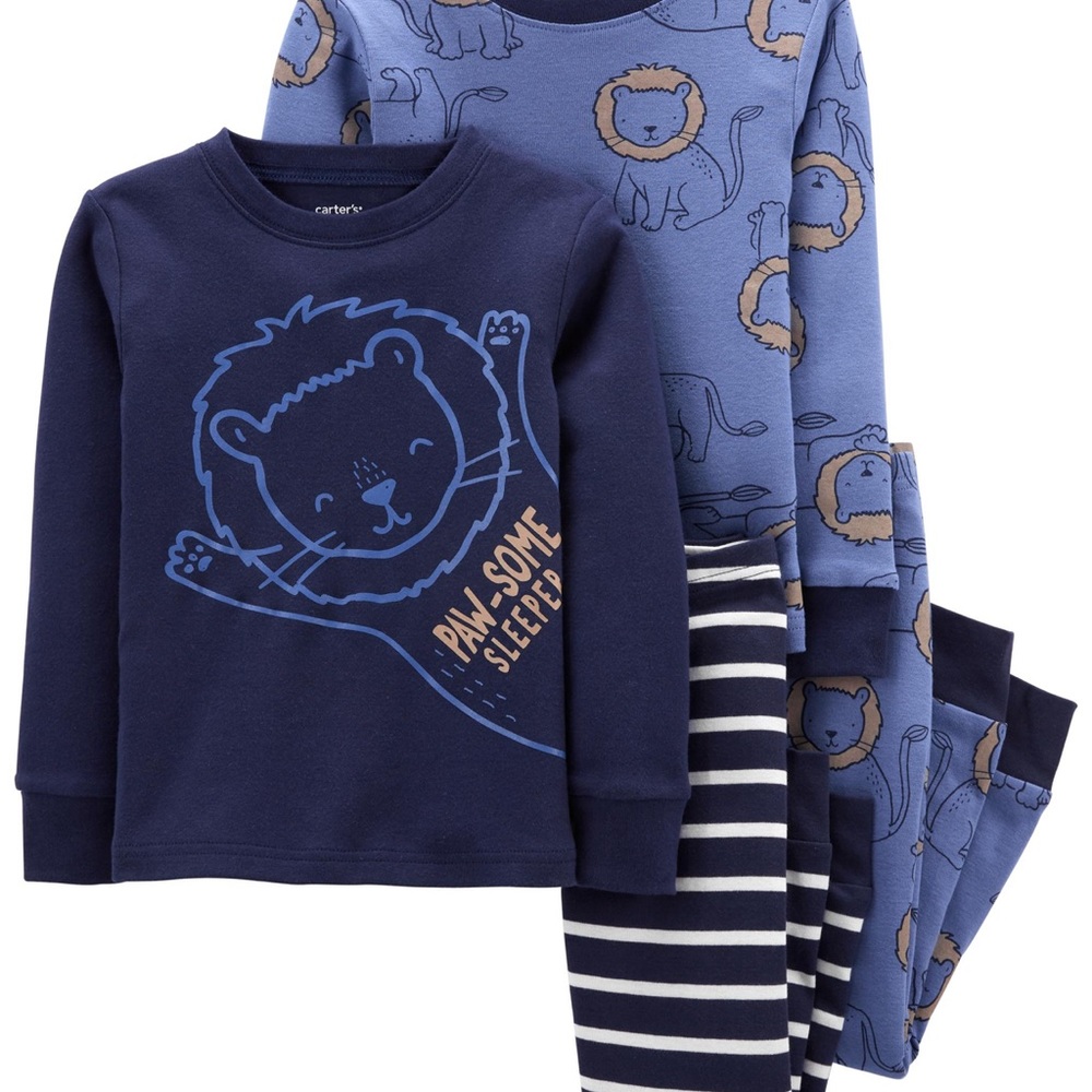 4-Piece Lion 100% Snug Fit Cotton PJs 12m